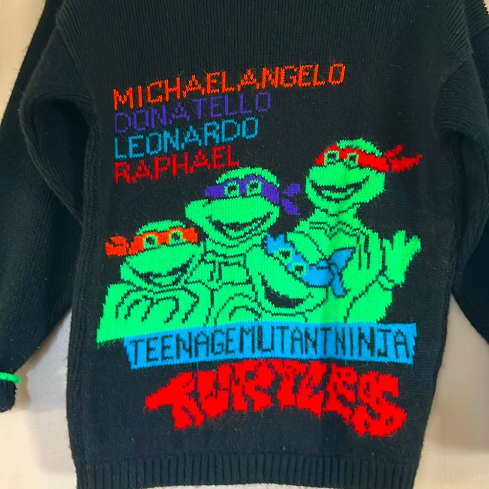 1990 TMNT Teenage Mutant Ninja Turtles vintage sweater Kids Large Womens Small - Picture 4 of 8